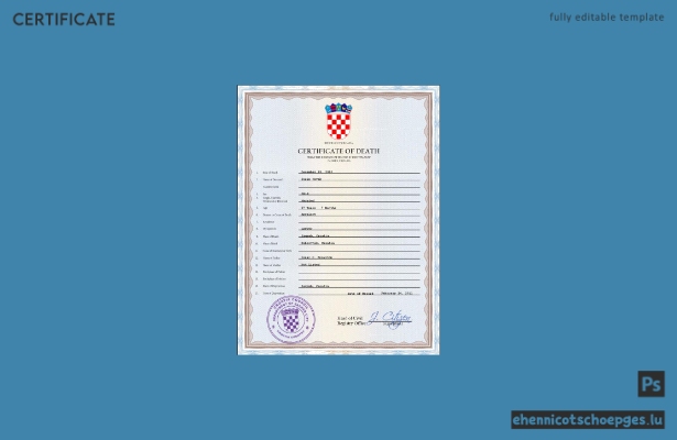 Kroatische Sterbeurkunde (PSD-Beispielvorschau)